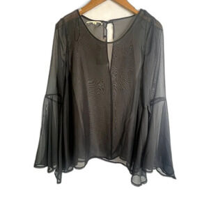 Standards & Practices Sheer‎ Butterfly Bell Sleeve Overlay Blouse Size Medium